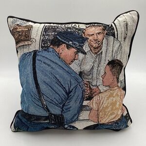 The Northwest Company Norman Rockwell Inspired Tapestry Pillow Policeman‎ Boy